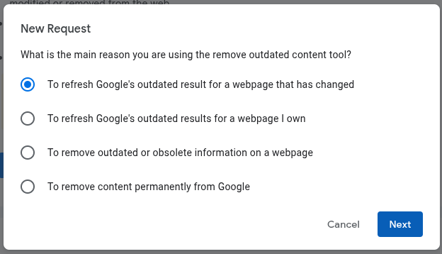 Google remove outdated content